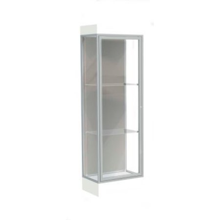 WADDELL DISPLAY CASE OF GHENT Edge Lighted Floor Case, Harbor Back, Satin Frame, 6" Frosty White Base, 24"W x 76"H x 20"D 91LFHB-SN-FW